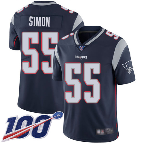 New England Patriots Football #55 Vapor Untouchable 100th Season Untouchable Limited Navy Blue Men John Simon Home NFL Jersey